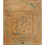 A WOVEN SILKWORK 'NEW MAP OF IRELAND' late 18th or early 19th century, with a Norwood scale of