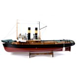 A LIVE-STEAM MODEL DEEP SEA SALVAGE TUG BOAT 'NEPTUNE' the superstructure removable for motorized
