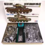 A 1/25 SCALE TAMIYA UNMADE PLASTIC BRITISH ARMY CENTURION MK III TANK KIT (Item 30614*5500),