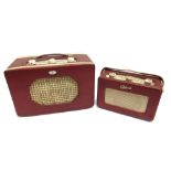 FOUR RADIOS comprising a Roberts Type CR Portable Radio, with a crimson cloth-covered case (