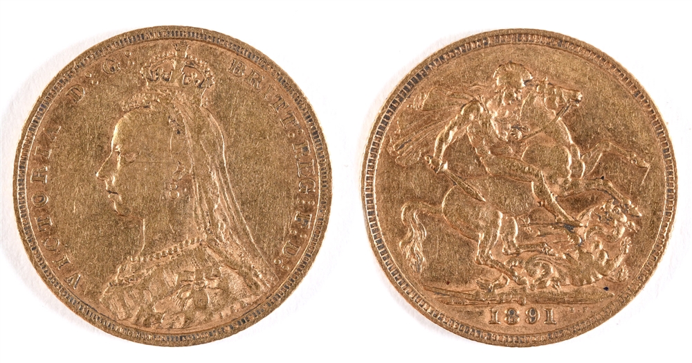 GREAT BRITAIN - VICTORIA (1837-1901), SOVEREIGN, 1891 probably Sydney mint (S) (mint mark