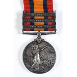 A QUEEN'S SOUTH AFRICA MEDAL TO PRIVATE J. KING MANCHESTER REGIMENT second type reverse, with