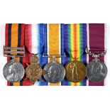 AN ANGLO-BOER & GREAT WAR GROUP OF FIVE MEDALS TO STAFF SERGEANT F. G. PAYNE, ROYAL ARMY MEDICAL