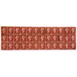 STAMPS - GREAT BRITAIN A block of thirty-six mint QV 1d. red, 1858-1870, Plate 79 (left hand block