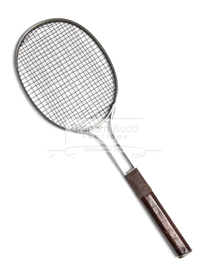 "Birmal" tennis racquet circa 1923, aluminium frame, wire stringing and leather/whipped handle,