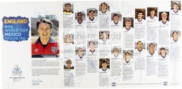 An autographed England 1986 World Cup squad media guide,