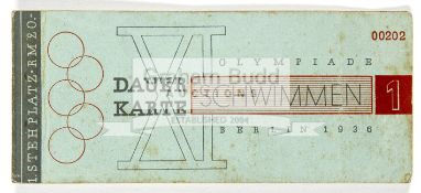 Berlin 1936 Olympic Games book of six tickets for the swimming competitions