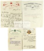 A group of four 1920s letters from English football clubs all being replies to a proposal from Mr