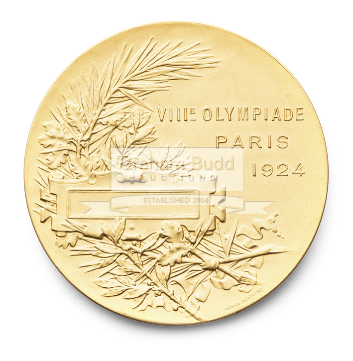 French Republic 1924 Olympic Games 'gold' award medal, in gilt-bronze by Desaide/Bertrand,