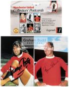 George Best & Bobby Charlton signed Manchester United collectors' postcards,