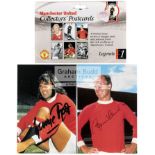 George Best & Bobby Charlton signed Manchester United collectors' postcards,