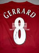 Steven Gerrard signed Liverpool FC 2005 Champions League Final replica jersey,