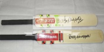 A collection of ten mini-bats signed by Australian cricket captains, legends and current players.