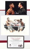 Anthony Joshua v Wladimir Klitschko autographed display incorporating a Paul Trevillion limited