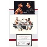 Anthony Joshua v Wladimir Klitschko autographed display incorporating a Paul Trevillion limited