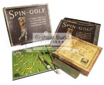 Three golf board games 'Spin-Golf' and 'Midget Golf', two Spin-Golf boxed board games,