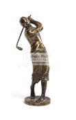 A solid bronze golfer car mascot by Louis Lejeune Ltd of London circa 1935, height 16.5cm.