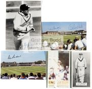 A collection of signed cricket postcards and other similarly sized items,