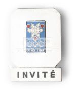 Grenoble 1968 Winter Olympic Games guest's badge, with affixed enamel Games logo,