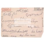 The autographs of the Great Britain football team v Rest of Europe XI at Hampden Park in 1947,