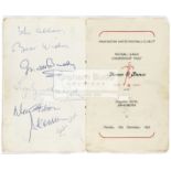 Signed Manchester United 1956-57 Football League Championship Celebration Dinner & Dance menu,