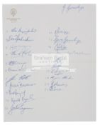 South Africa v British Lions 1974 2nd Test Match Rugby Union autograph sheet,