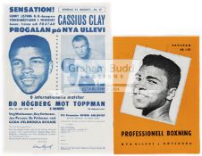 Muhammad Ali signed programme for an exhibition bout in Gothenburg 15th August 1965,