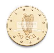 A 22ct gold 1990 50 ECU proof coin,