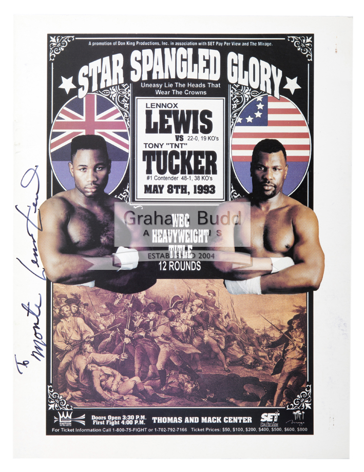 Rare onsite programme for the Lennox Lewis v Tony Tucker Heavyweight Title Fight in Las Vegas 8th