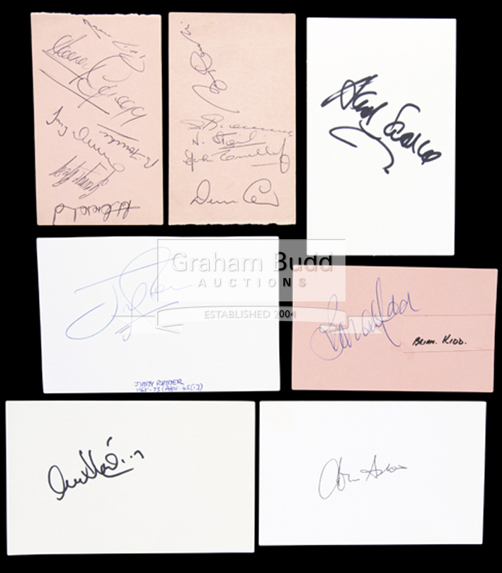 Manchester United 1968 European Cup winners autographs, on seven album pages/index cards,