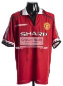 Team-signed Manchester United 1999 Treble Season replica jersey,