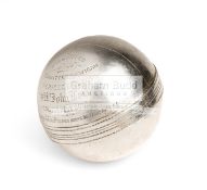 A Victorian silver-plated presentation model of a cricket ball,