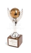 Football Hall of Fame induction trophy awarded posthumously to Frank Swift in 1971,