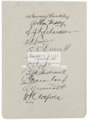 The autographs of the 1926 Australia cricket team to England,