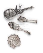 Four Victorian silver Tennis Brooches, circa 1890,