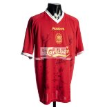 An autographed Liverpool FC replica jersey, circa 2003,