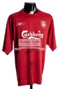 Steven Gerrard & Jamie Carragher double-signed Liverpool replica jersey,