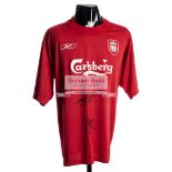 Steven Gerrard & Jamie Carragher double-signed Liverpool replica jersey,