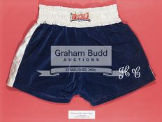 Fight worn and signed Henry Cooper boxing trunks believed to have been from the Boston Jacobs fight