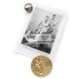 Berlin 1936 Olympic Games gold prize medal awarded to the German rower Willi Eichhorn for the