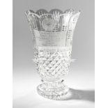 A Wimbledon cut crystal vase present to Fred Perry in July 1994,