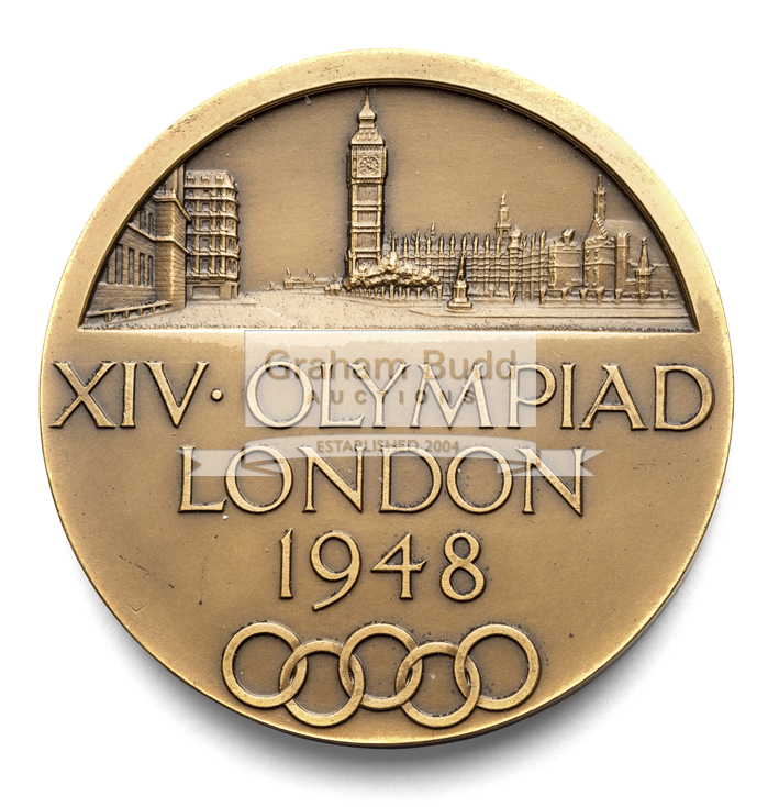 London 1948 London Olympic Games participant's medal, designed by B Mackennal,