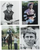 A collection of 50 signed photographs of jockeys, comprising: Pat Eddery, Lester Piggott,