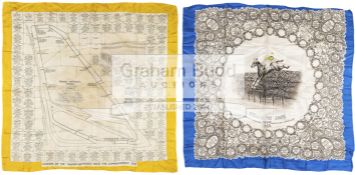 Two ladies silk scarves commemorating the Grand Nationals won by Grakle in 1931 and Kellsboro' Jack