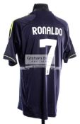 Cristiano Ronaldo signed black Real Madrid replica jersey,