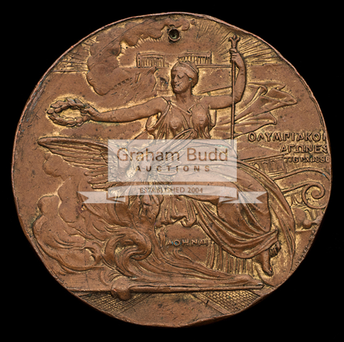 Two Athens 1906 Intercalated Olympic Games participation medals, the first in bronze,