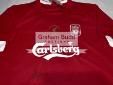 Liverpool FC Legends autographs collection, Sam Hyypia signed 2005 Champion League replica jersey,