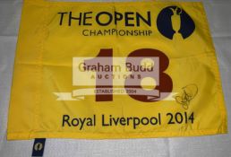 143rd Open Championship - Royal Liverpool 2014 - pin flag signed by the winning golfer Rory McIlroy