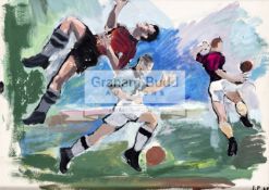 A football painting by Jean Peltier (French, 1907-1984), signed with initials and dated '43,