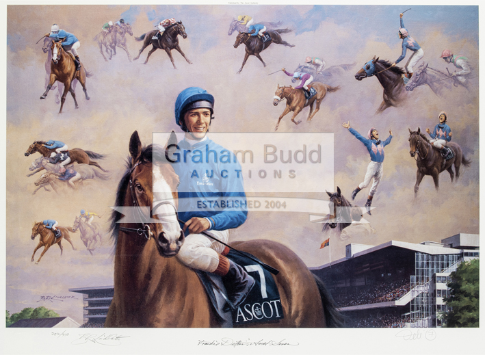 Frankie Dettori and Godolphin memorabilia, comprising: a "Magnificent Seven" limited edition print,